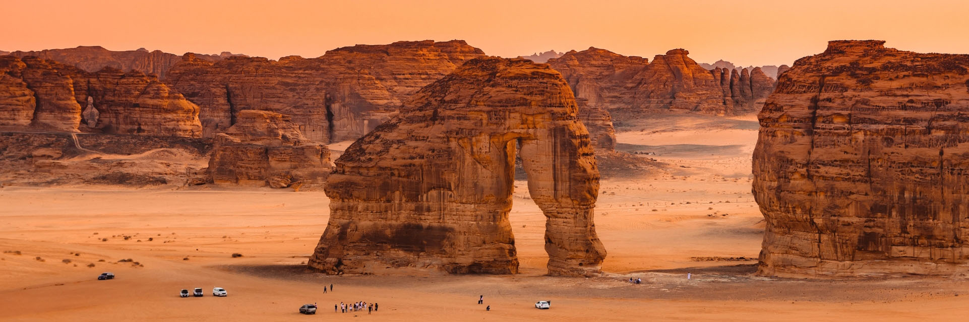 Beautiful Alula vista - Desert with rock formations in sepia